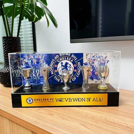 Chelsea UEFA Grand Slam Trophy Display Case