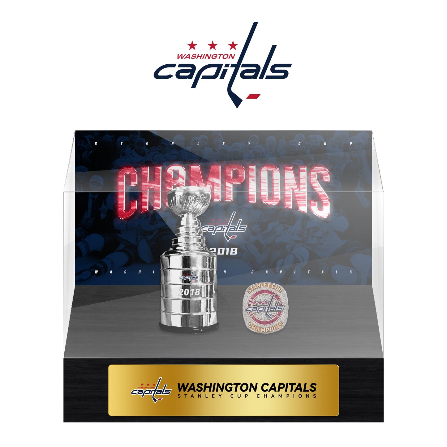 Washington Capitals NHL Trophy And Ring Display Case