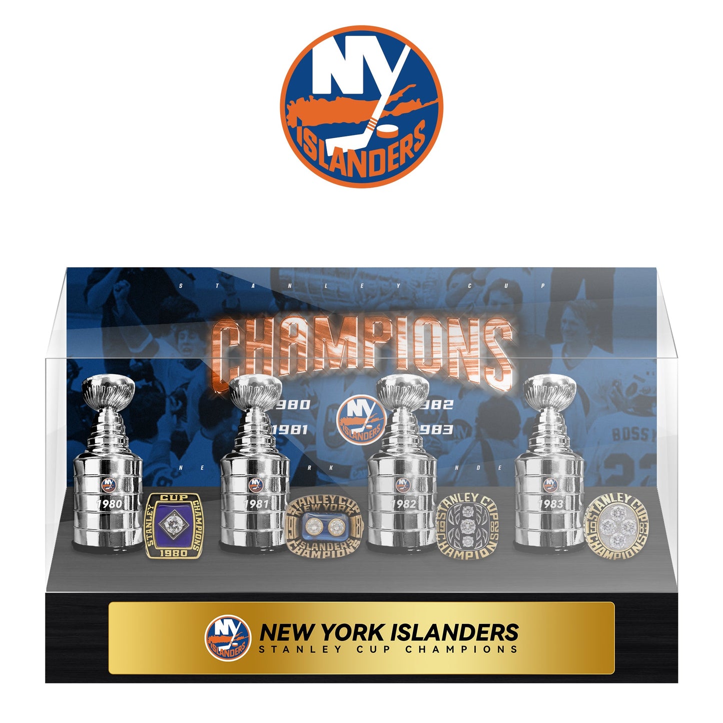 New York Islanders NHL Trophy And Ring Display Case