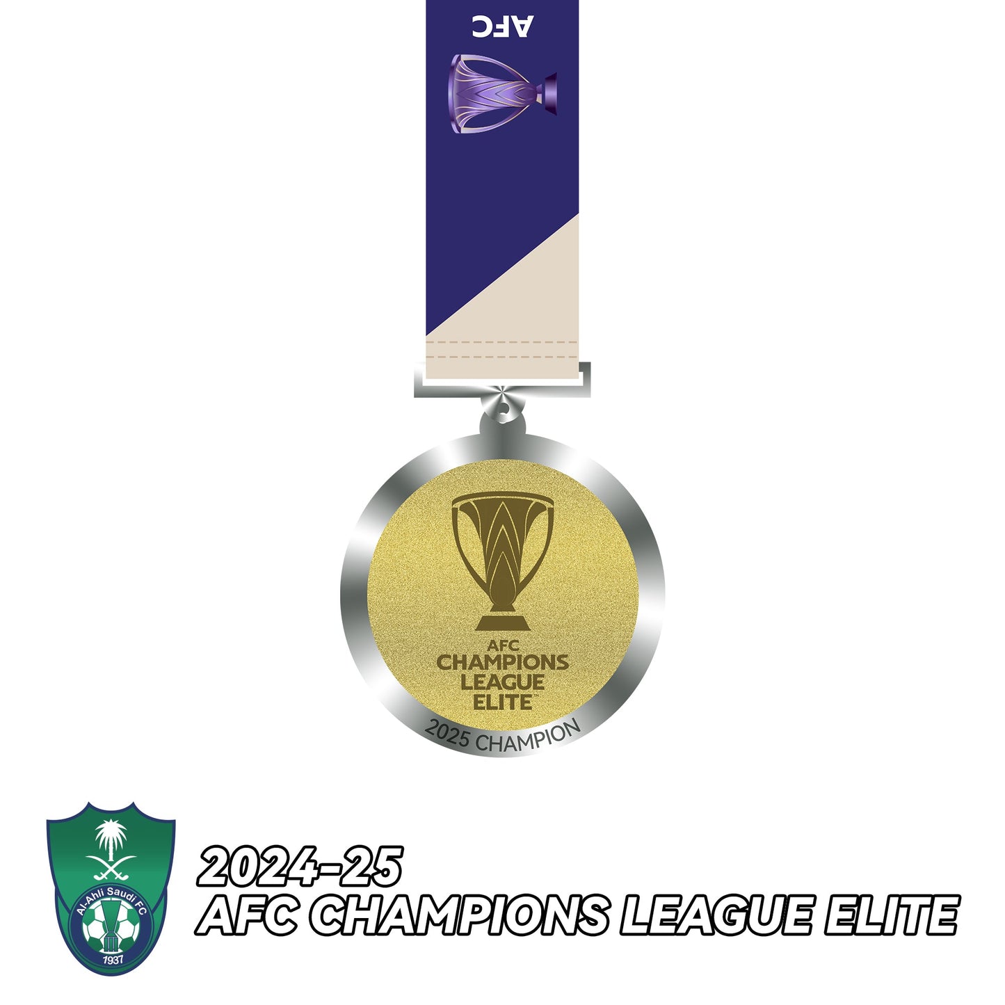 2025 AFC Champions League Elite Champions Medal Frame(Medal Included) Al-Ahli Saudi Football Club
