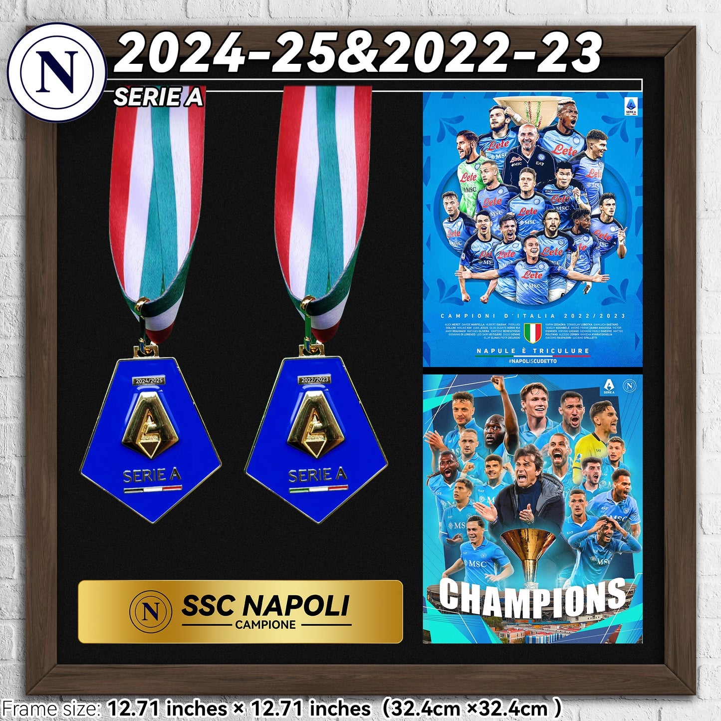 2024-25 S.S.C. Napoli Serie A Championship Medals And Frame
