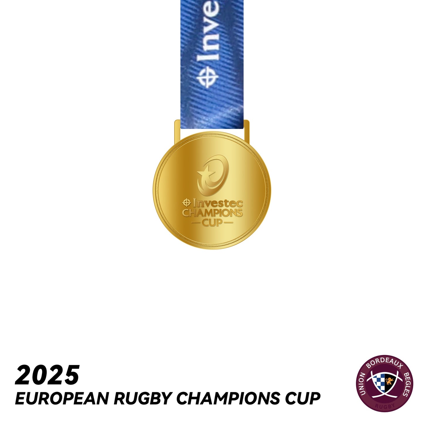 2025 Union Bordeaux Bègles European Rugby Champions Medals Frame