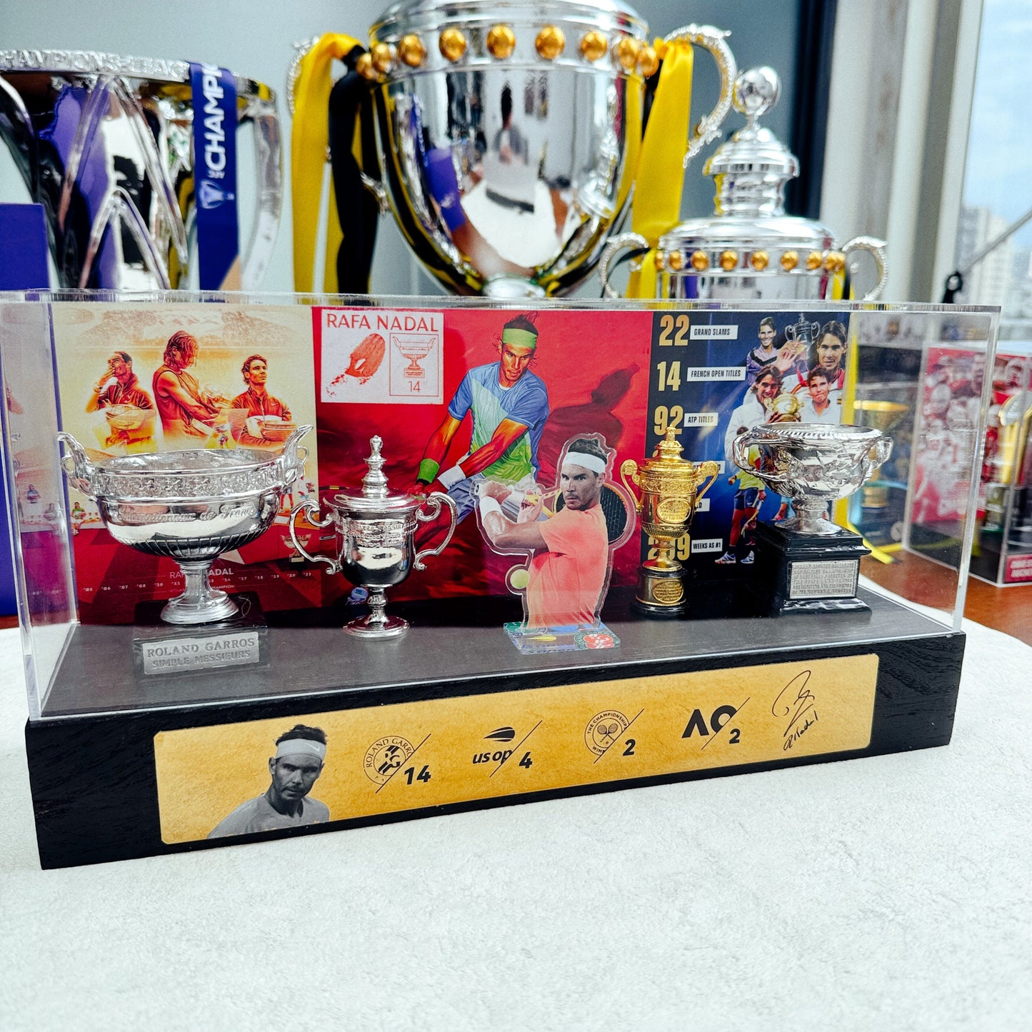 Rafael Nadal Tennis Grand Slam Display Case Metal Trophy Case