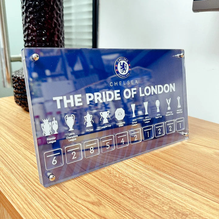 Chelsea F.C. CHAMPIONS WALL DESKTOP REPLICA with Easy Swop Numbers
