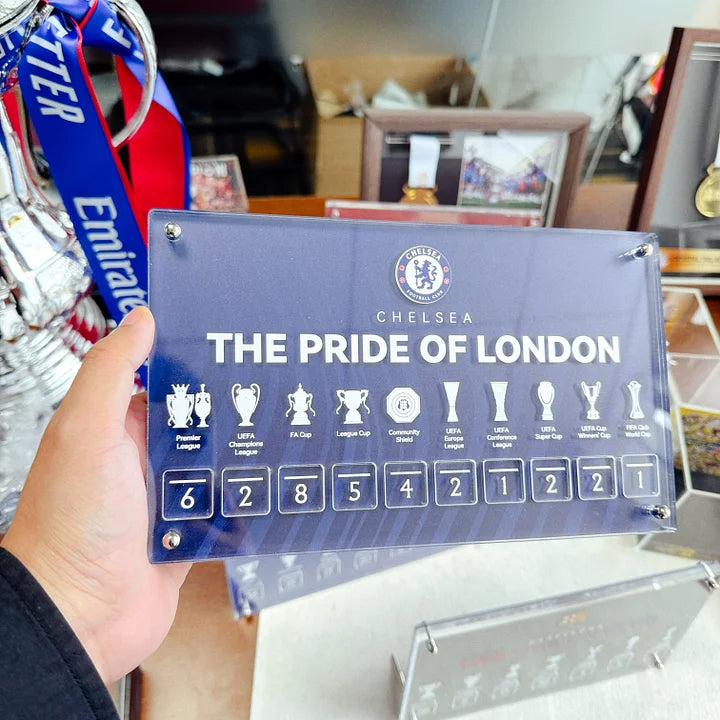 Chelsea F.C. CHAMPIONS WALL DESKTOP REPLICA with Easy Swop Numbers