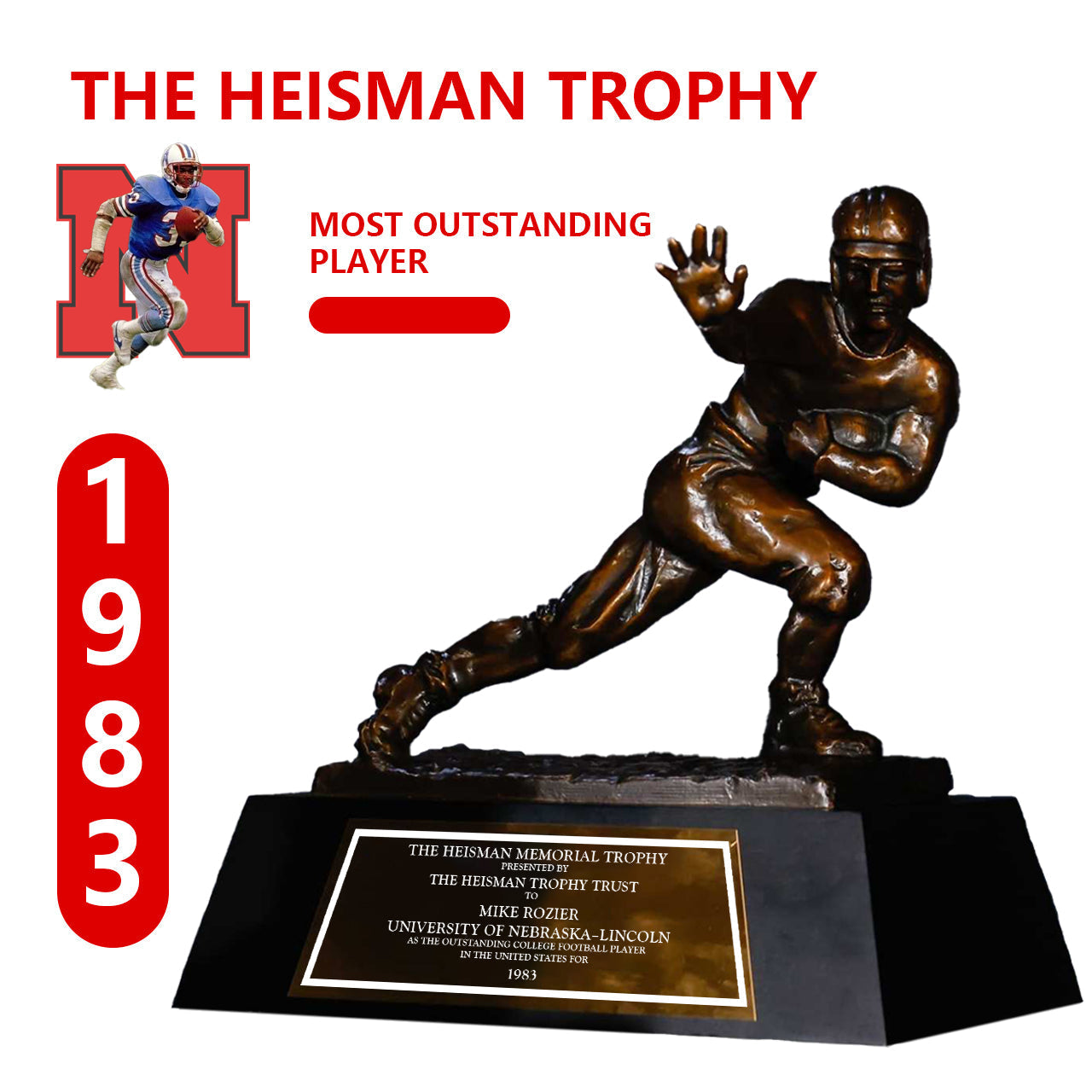 1983 Nebraska Cornhuskers Michael T. Rozier NCAA Heisman Trophy