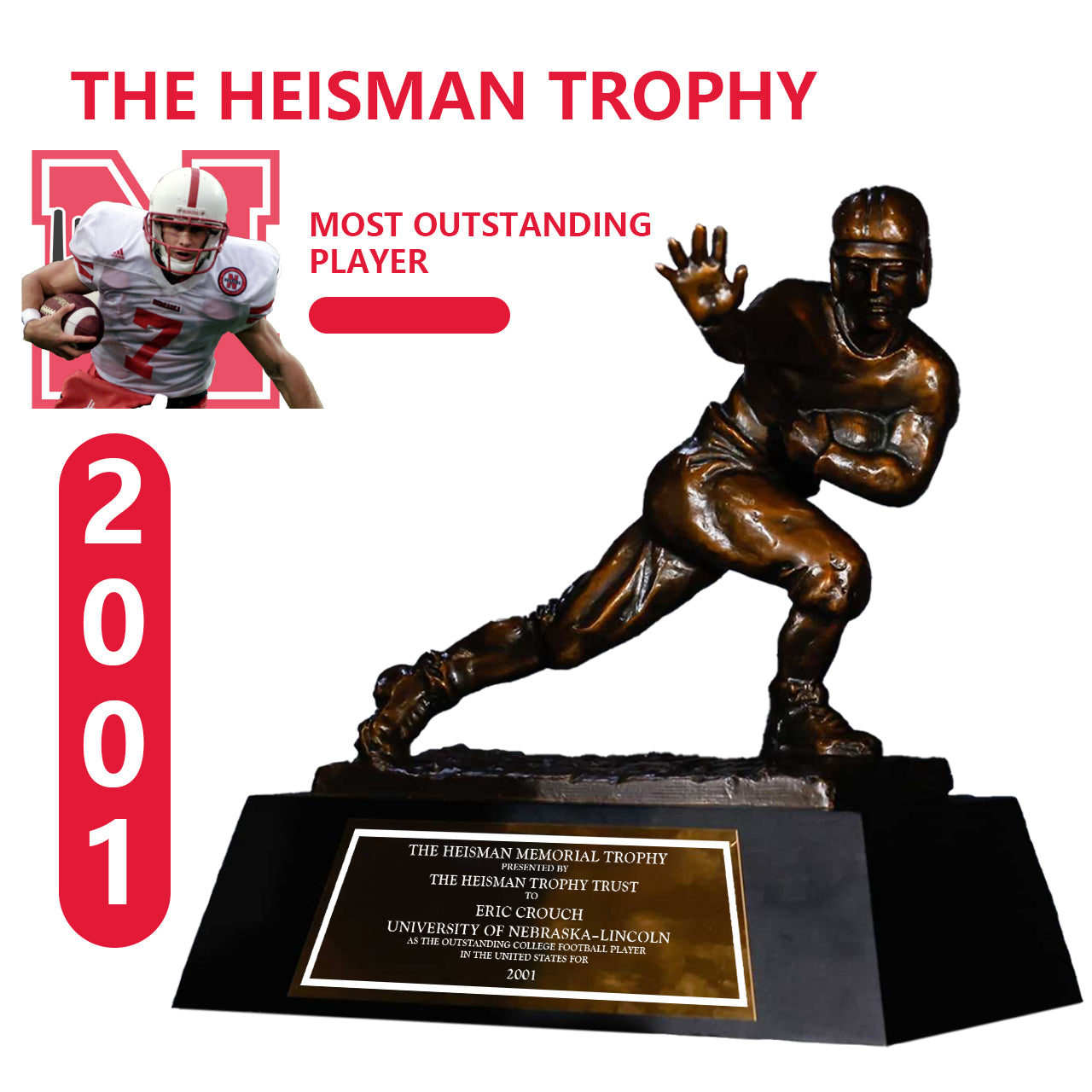 2001 Nebraska Cornhuskers Eric Eugene Crouch NCAA Heisman Trophy