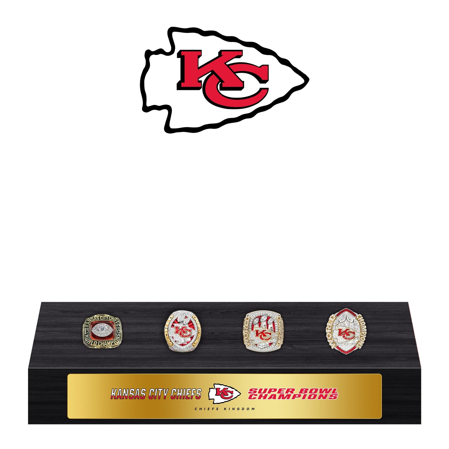 Kansas City Chiefs Super Bowl Championship Trophy Ring Display Case- Official Edition