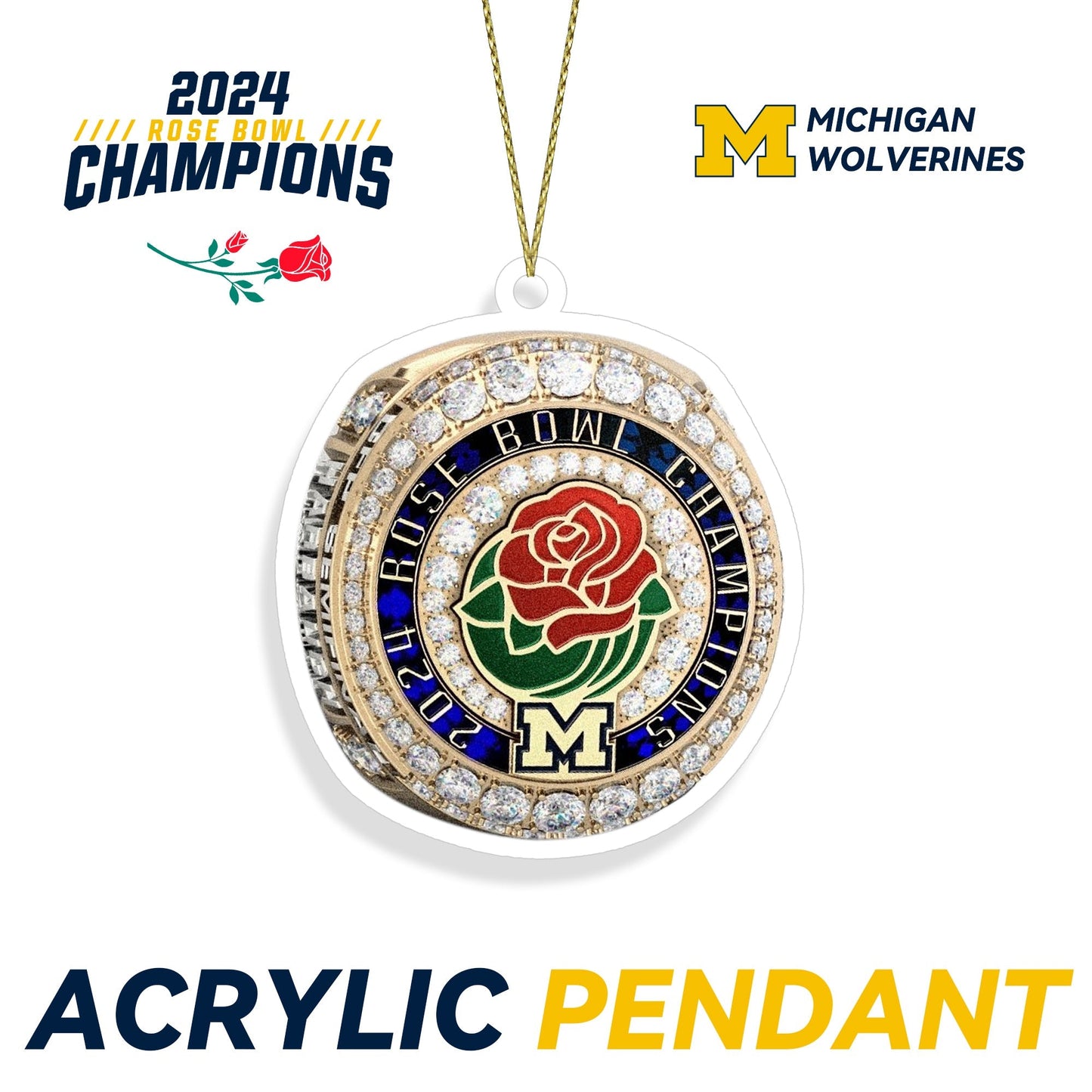 2024 Michigan Wolverines Rose Bowl Championship Keychain & Pendant