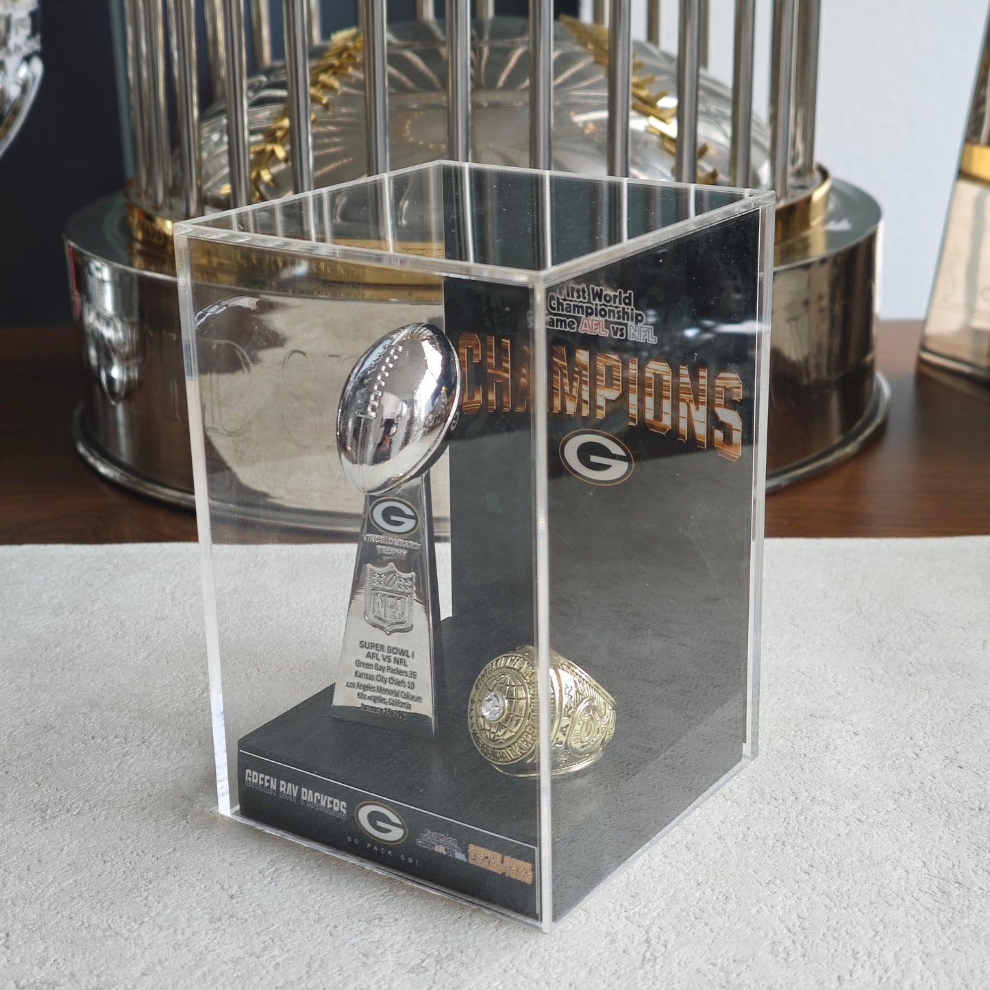 1967 Green Bay Packers Super Bowl First World Championship Trophy Display Case