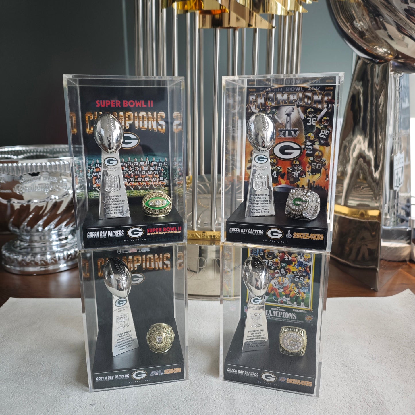 1968 Green Bay Packers Super Bowl II Championship Trophy Display Case