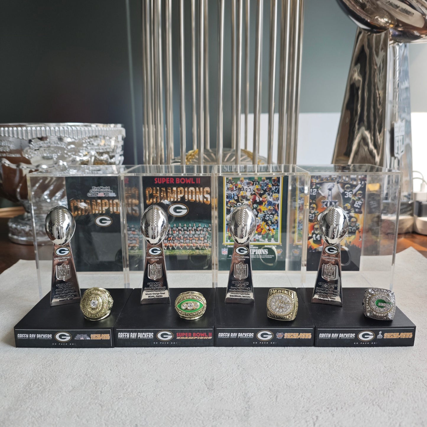 1968 Green Bay Packers Super Bowl II Championship Trophy Display Case