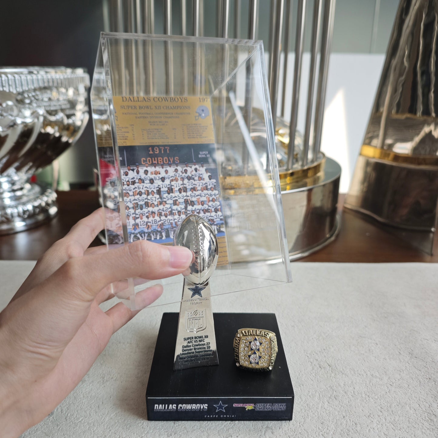 1978 Dallas Cowboys Super Bowl XII Championship Trophy Display Case