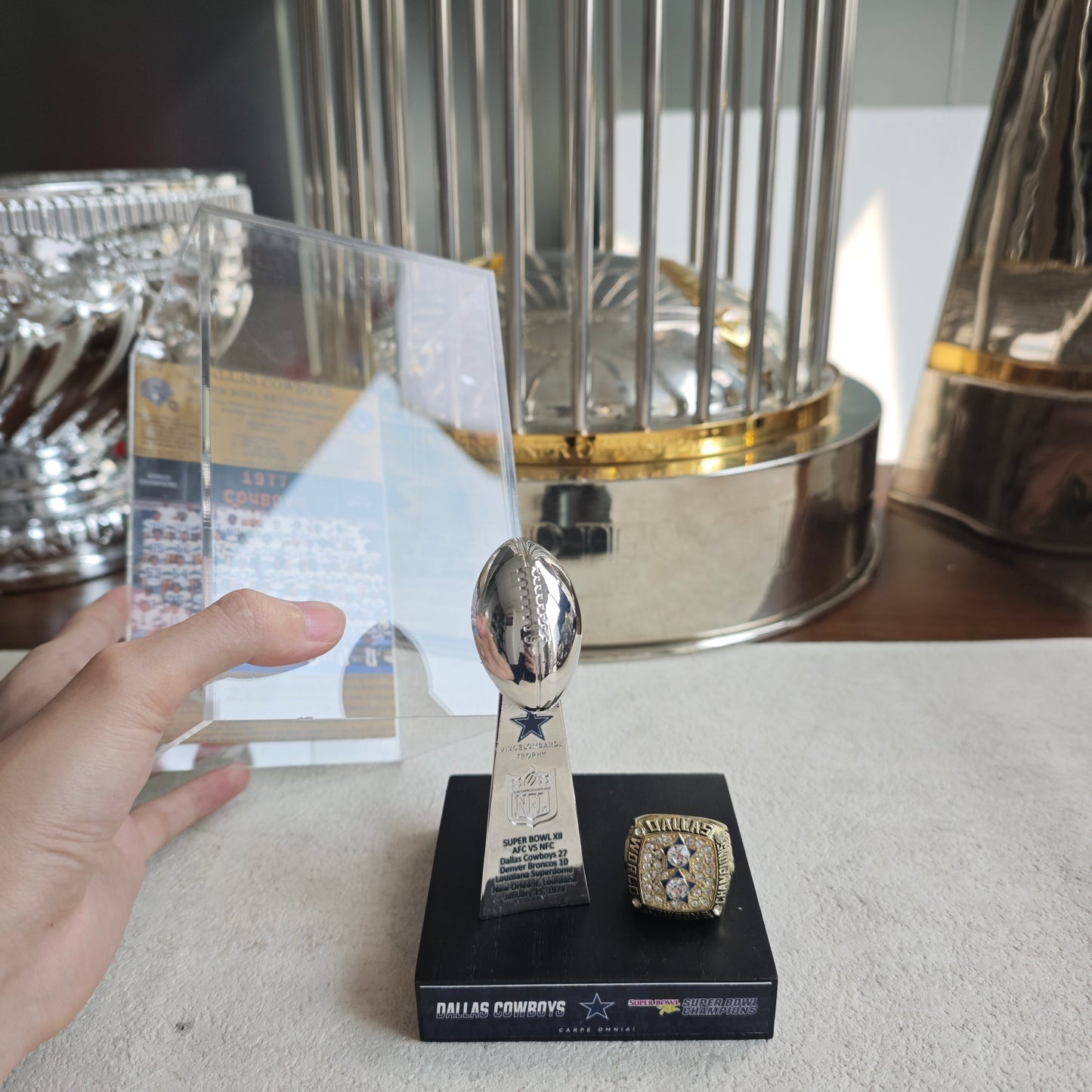 1978 Dallas Cowboys Super Bowl XII Championship Trophy Display Case
