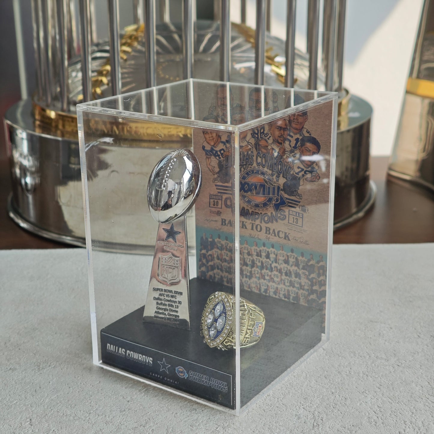1994 Dallas Cowboys Super Bowl XXVIII Championship Trophy Display Case