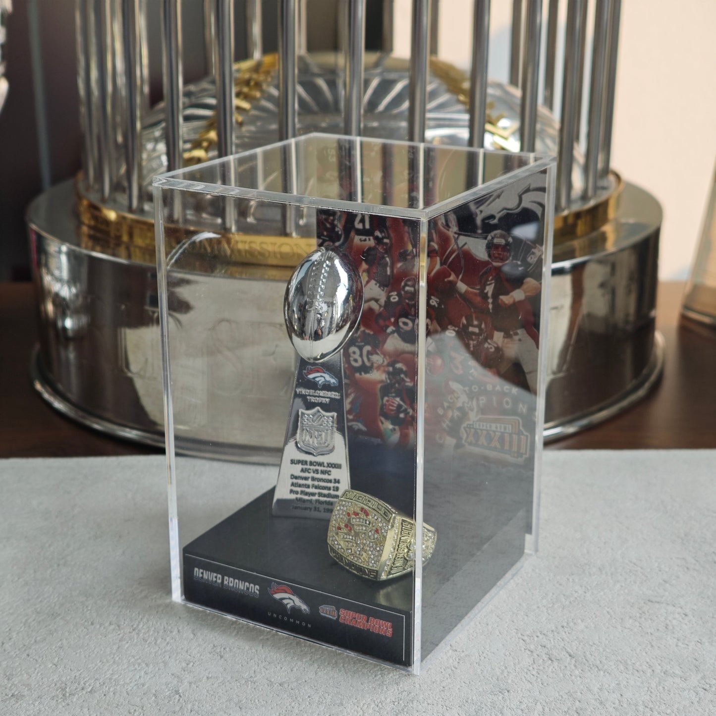 1999 Denver Broncos Super Bowl XXXIII Championship Trophy Display Case