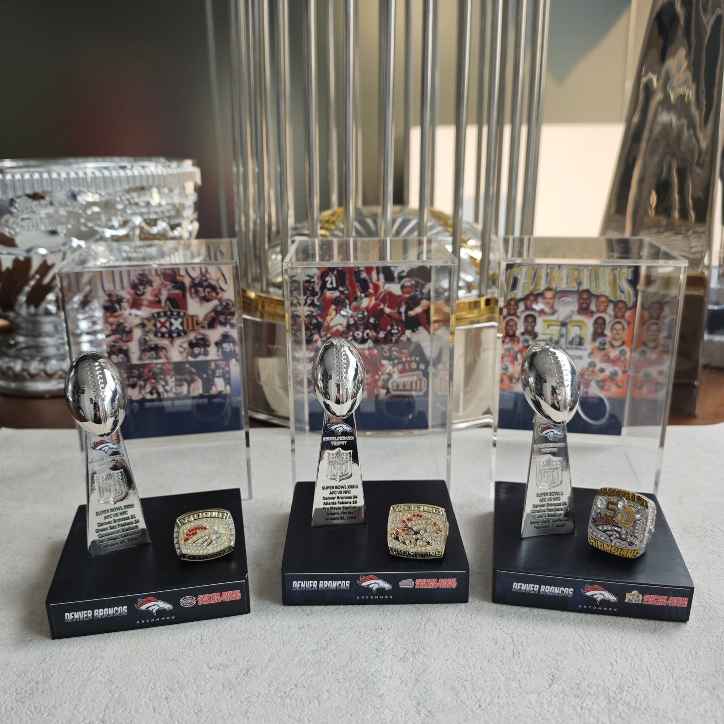 2016 Denver Broncos Super Bowl 50 Championship Trophy Display Case