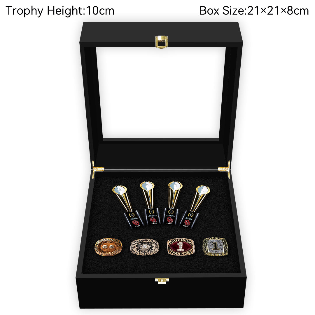 Oklahoma Sooners College CFP National Championship NCAA Trophy&Ring Box 4+4
