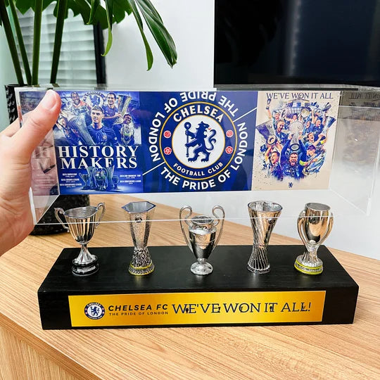 Chelsea UEFA Grand Slam Trophy Display Case