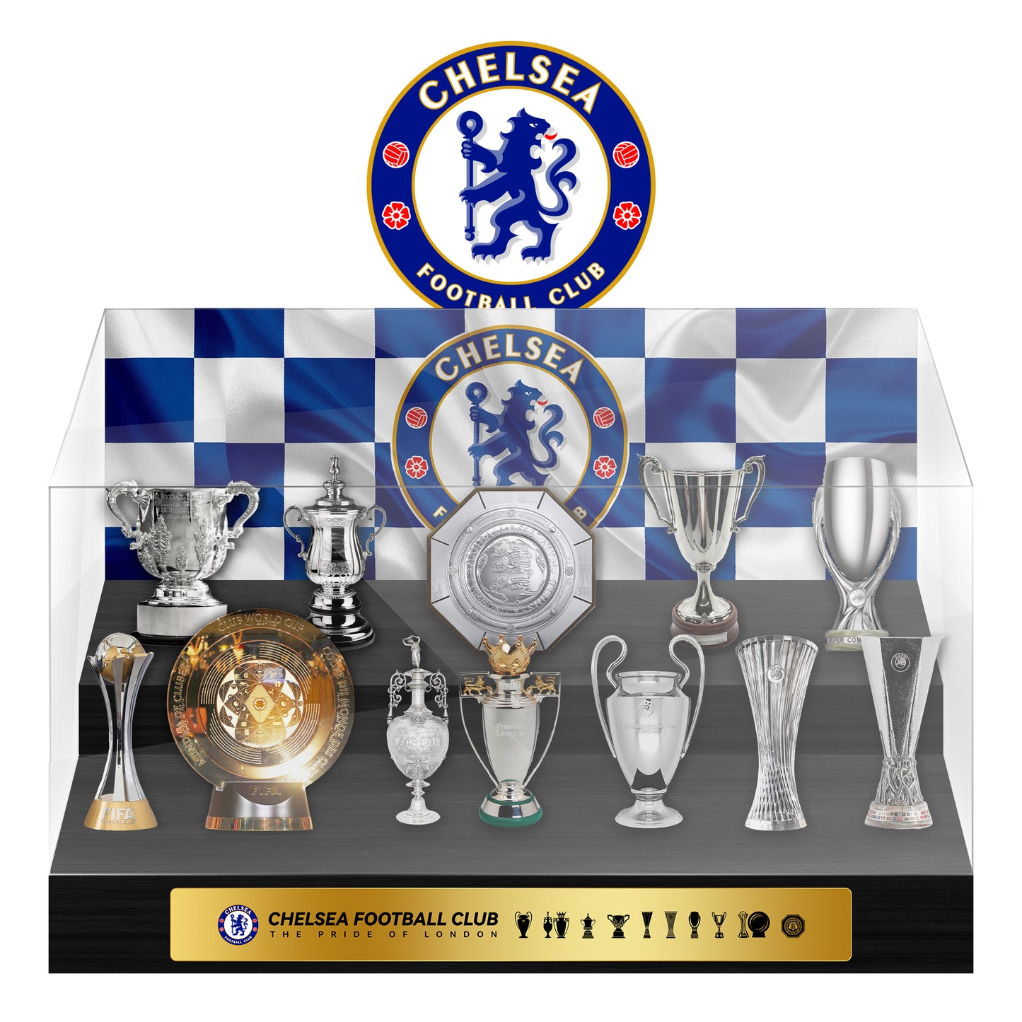 Chelsea Football Championship Trophy Display Case