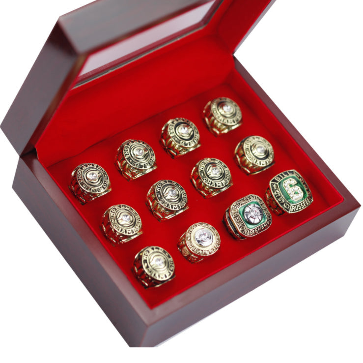 [Bill Russell]Star championship ring set Boston Celtics Europe and America popular memorial nostalgic classic ring 12pcs +box  NBA