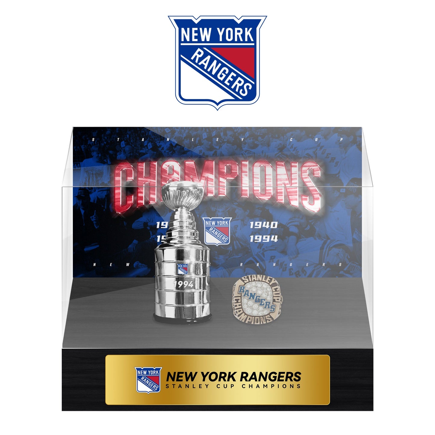 New York Rangers NHL Trophy And Ring Display Case