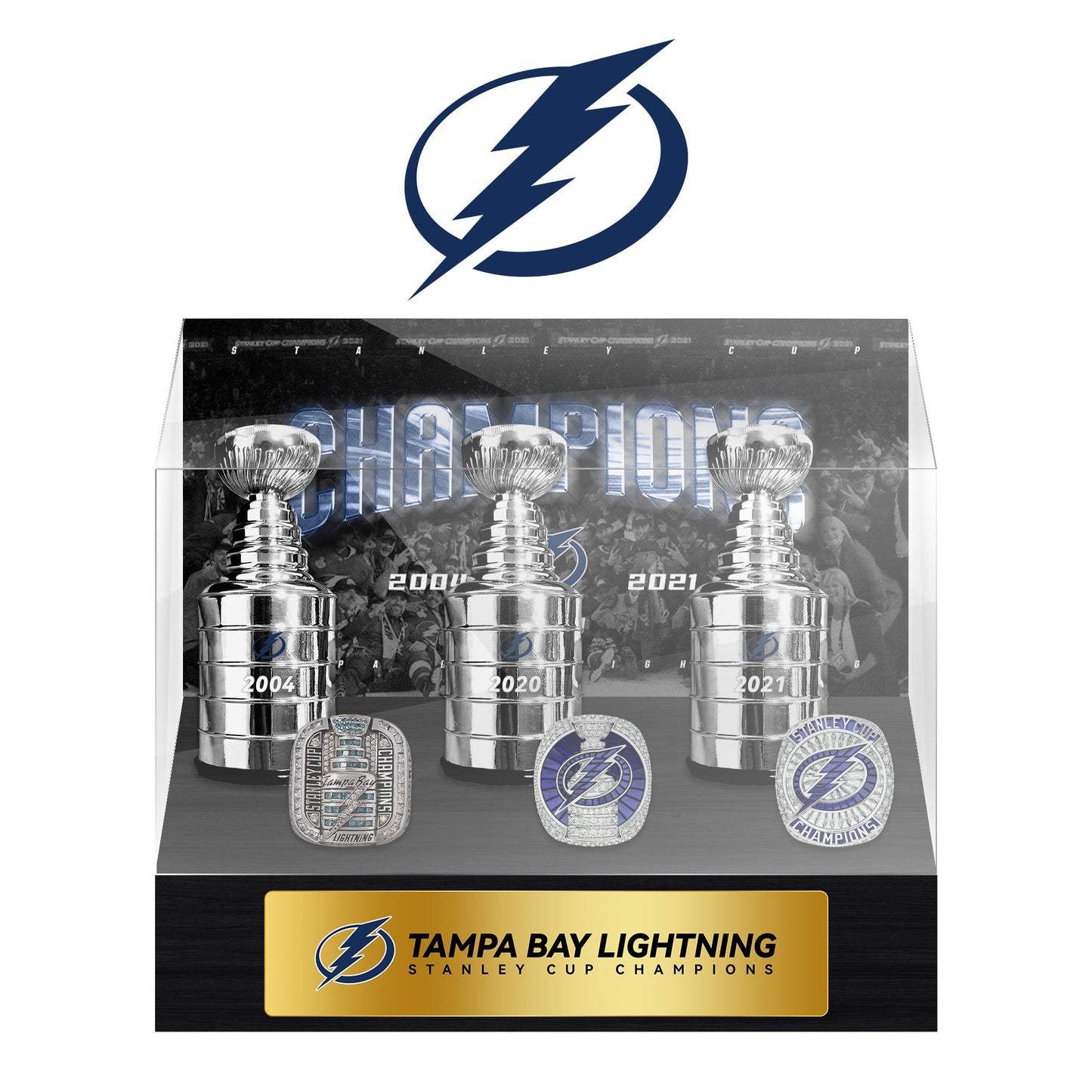 Tampa Bay Lightning NHL Trophy And Ring Display Case