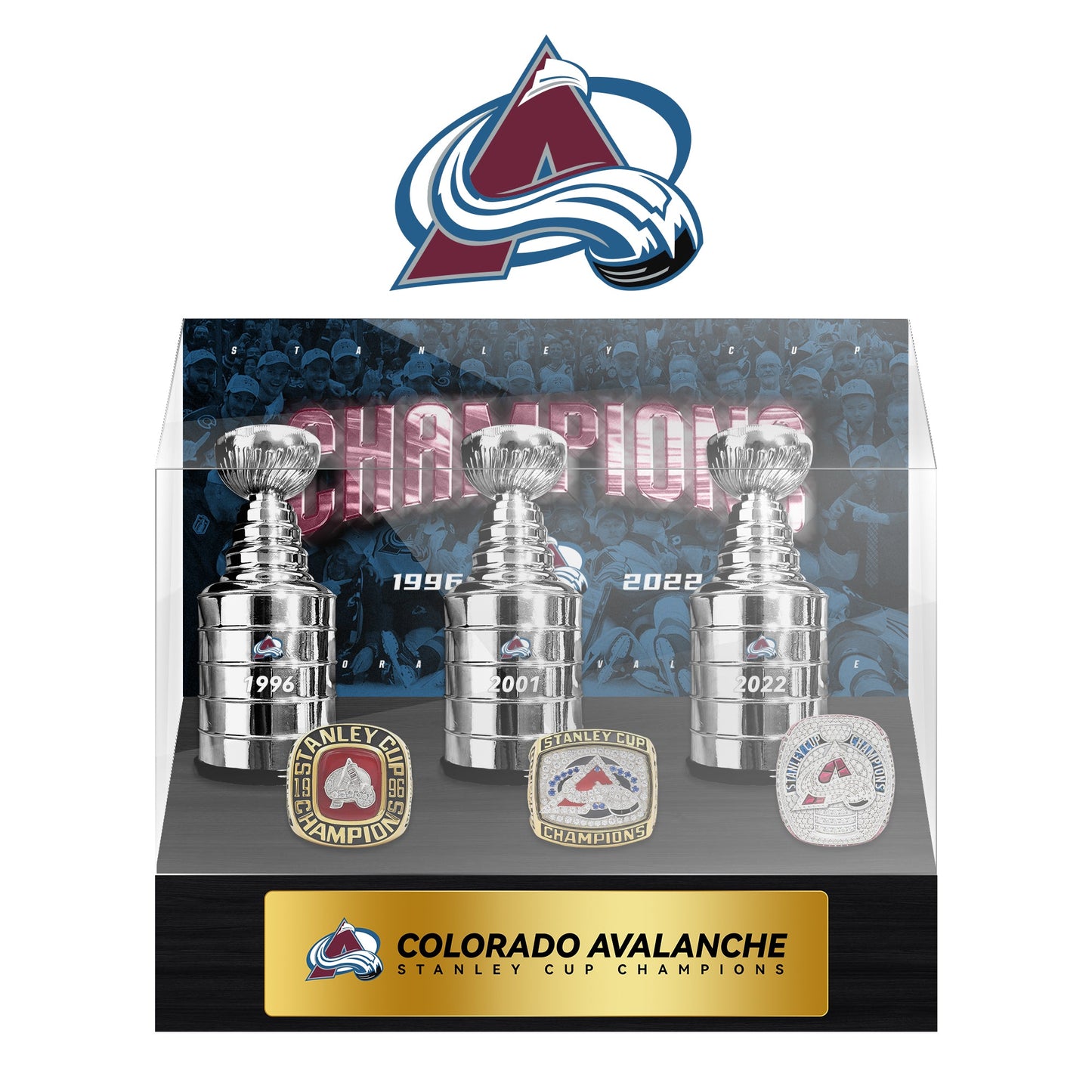 Colorado Avalanche NHL Trophy And Ring Display Case