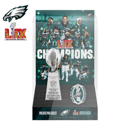 2025 Philadelphia Eagles Super Bowl LIX Championship Trophy Display Case