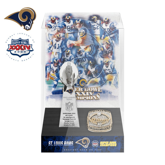 2000 Los Angles Rams Super Bowl XXXIV Championship Trophy Display Case