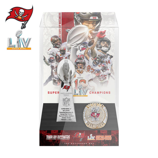 2021 Tampa Bay Buccaneers Super Bowl LV Championship Trophy Display Case