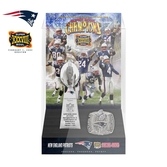 2004 New England Patriots Super Bowl XXXVIII Championship Trophy Display Case