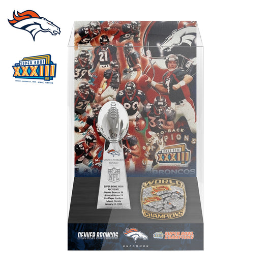 1999 Denver Broncos Super Bowl XXXIII Championship Trophy Display Case
