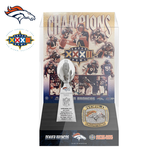 1998 Denver Broncos Super Bowl XXXII Championship Trophy Display Case