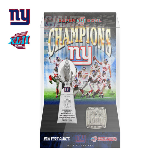 2008 New York Giants Super Bowl XLII Championship Trophy Display Case
