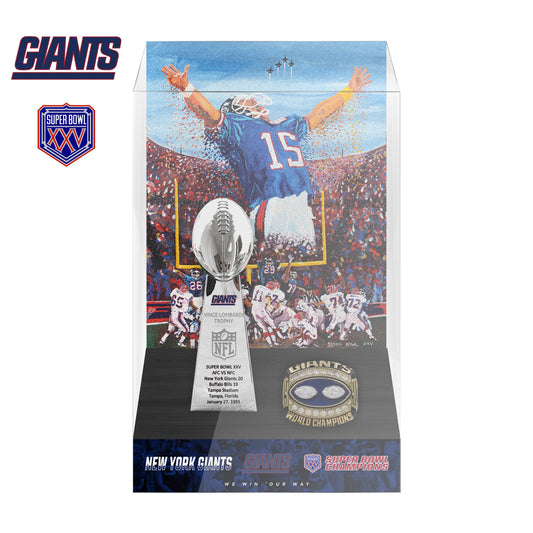 1991 New York Giants Super Bowl XXV Championship Trophy Display Case