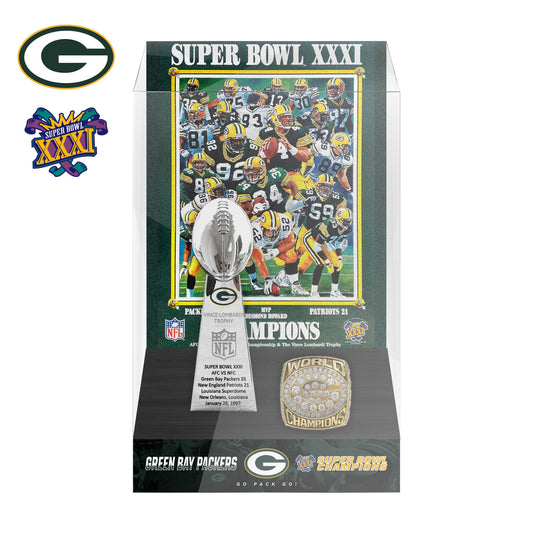 1997 Green Bay Packers Super Bowl XXXI Championship Trophy Display Case