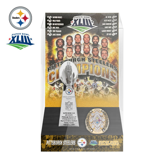 2009 Pittsburgh Steelers Super Bowl XLIII Championship Trophy Display Case