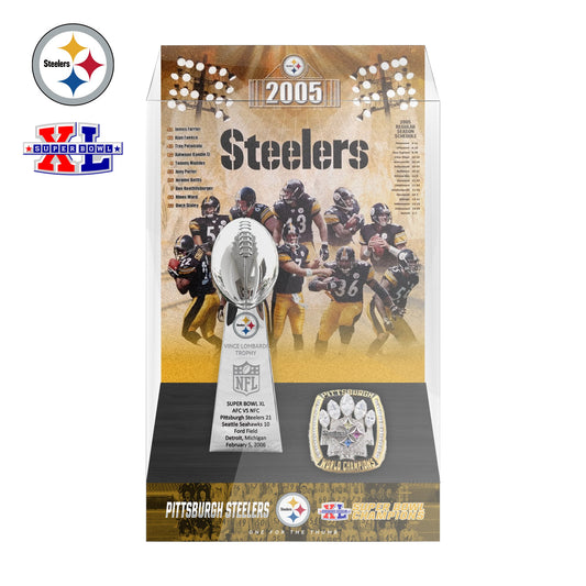2006 Pittsburgh Steelers Super Bowl XL Championship Trophy Display Case