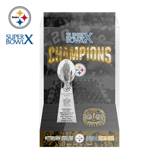 1976 Pittsburgh Steelers Super Bowl X Championship Trophy Display Case