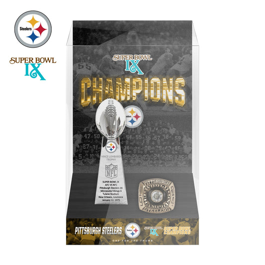 1975 Pittsburgh Steelers Super Bowl IX Championship Trophy Display Case