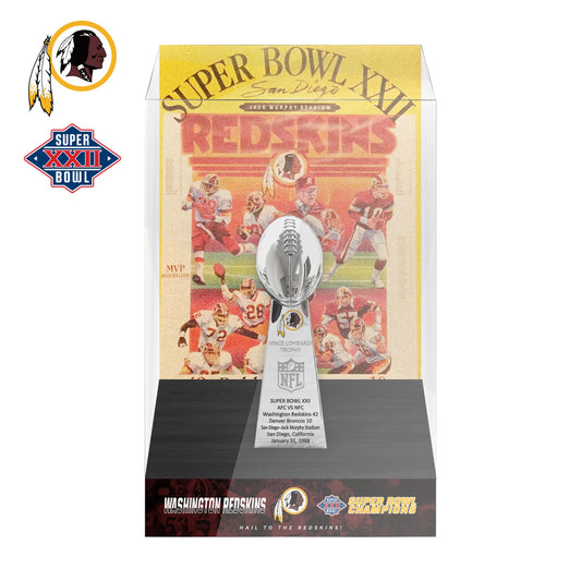 1988 Washington Redskins Super Bowl XXII Championship Trophy Display Case
