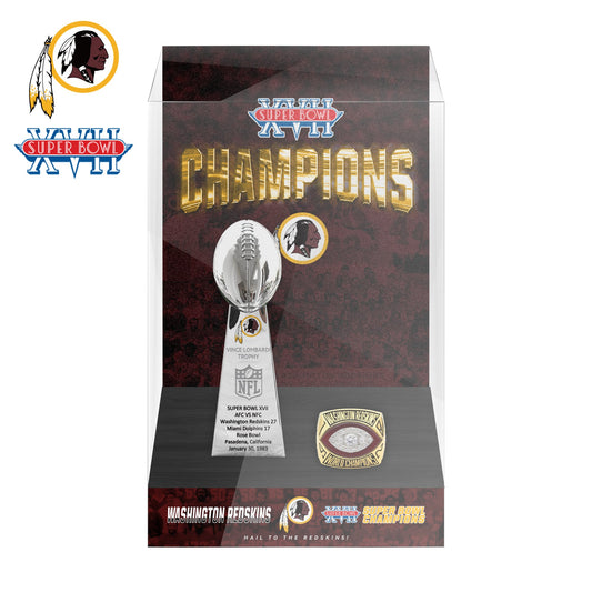 1983 Washington Redskins Super Bowl XVII Championship Trophy Display Case