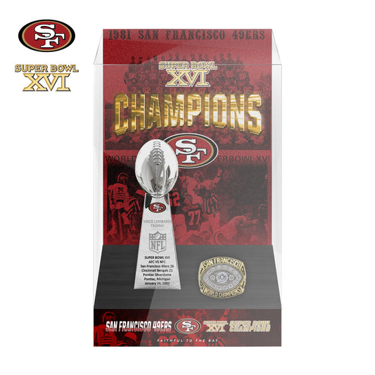 1982 San Francisco 49ers Super Bowl XVI Championship Trophy Display Case