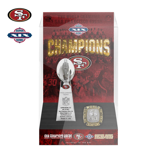 1985 San Francisco 49ers Super Bowl XIX Championship Trophy Display Case
