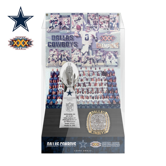 1996 Dallas Cowboys Super Bowl XXX Championship Trophy Display Case