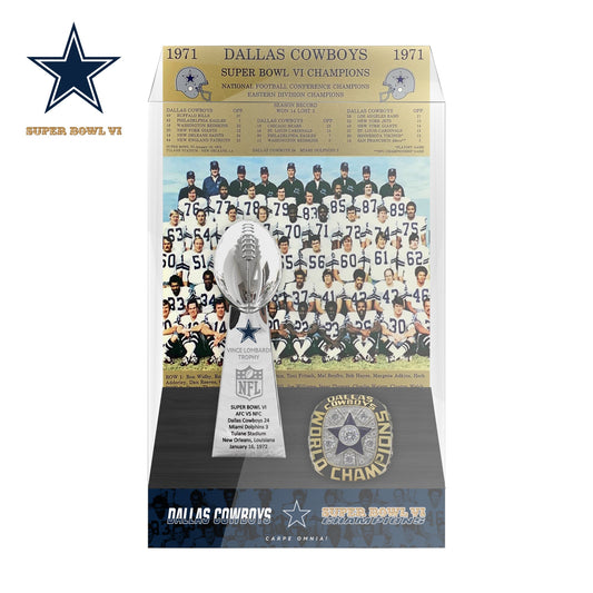1972 Dallas Cowboys Super Bowl VI Championship Trophy Display Case
