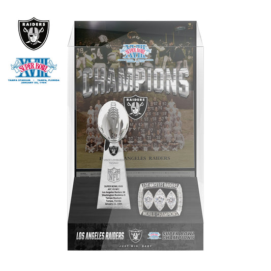 1984 Las Vegas Raiders Super Bowl XVIII Championship Trophy Display Case