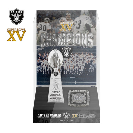 1981 Las Vegas Raiders Super Bowl XV Championship Trophy Display Case