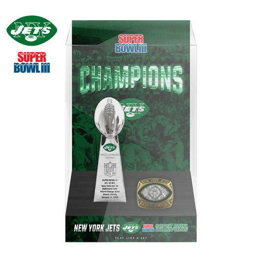 1969 New York Jets Super Bowl III Championship Trophy Display Case